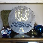 Menorah - 18" Round Wood Sign