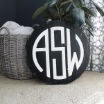 Round Monogram Sans - 18" Wood Sign