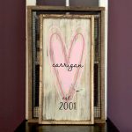 Heart Monogram - 14x26 Framed Wood Sign