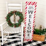 Candy Cane Welcome Porch - 12x48 Wood Sign