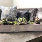 Floral Line Succulent Wood Box - 26x4x6