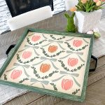 Ribbon Tulip Pattern Tray - 22x22 Framed