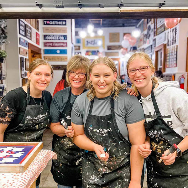 Customers posing for group picture