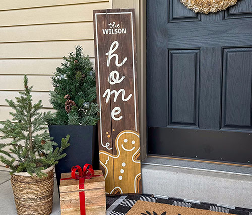 Gingerbread Cookie Home Porch Sign 12x48