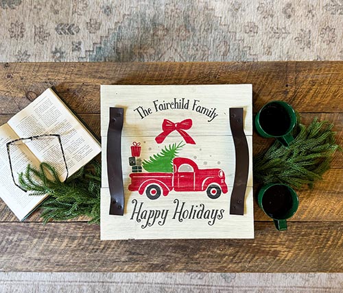 Happy Holidays Truck Tray 16x18